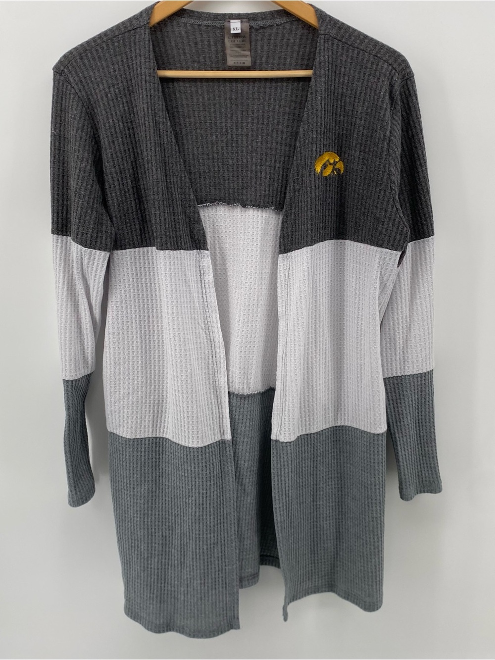Gameday Couture Iowa Hawkeyes grey Waffle Knit Open Cardigan